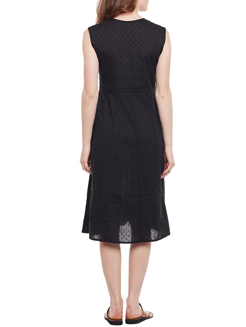 black cotton fusion kurta - 15227502 - Zoom Image - 3