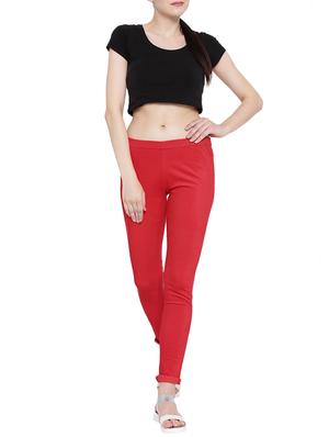 red solid cotton jeggings - 15227574 - Standard Image - 4