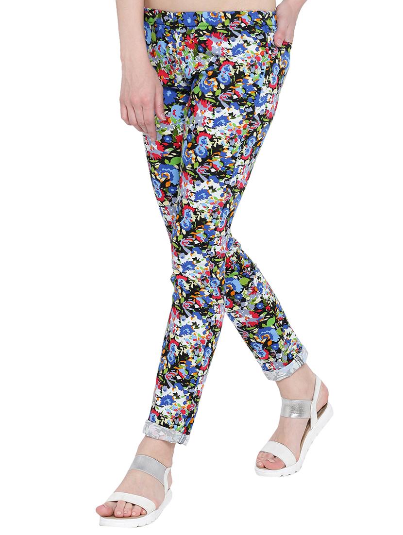 blue printed cotton jeggings - 15227575 - Zoom Image - 2
