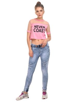 drawstring waist acid wash jeans - 15227616 - Standard Image - 4