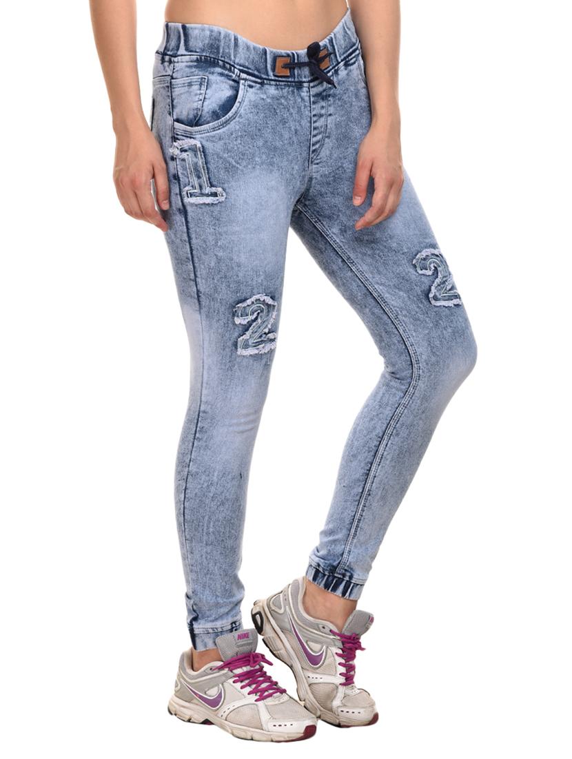 drawstring waist acid wash jeans - 15227616 - Zoom Image - 2