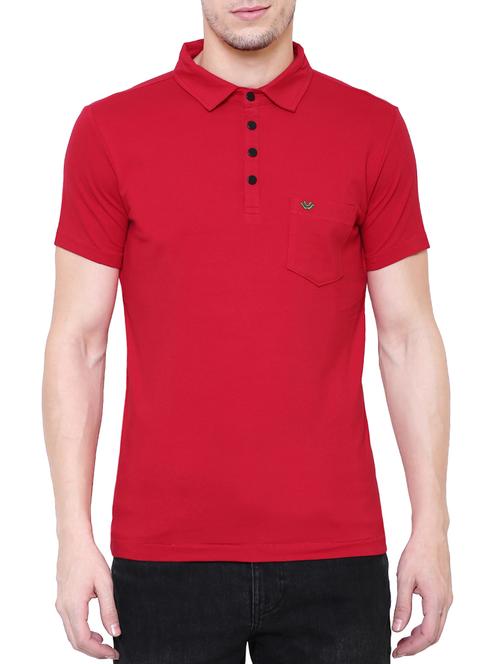 red cotton polo t-shirt - 15227703 - Standard Image - 1