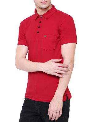 red cotton polo t-shirt - 15227703 - Standard Image - 2