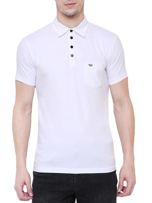 white cotton polo t-shirt - 15227704 - Standard Image - 1