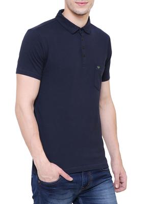 navy blue cotton polo t-shirt - 15227706 - Standard Image - 2