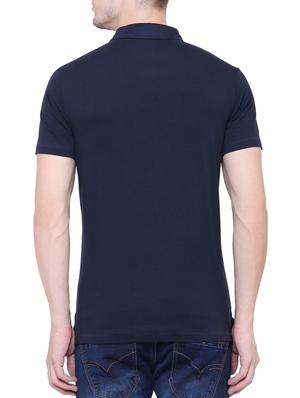 navy blue cotton polo t-shirt - 15227706 - Standard Image - 3