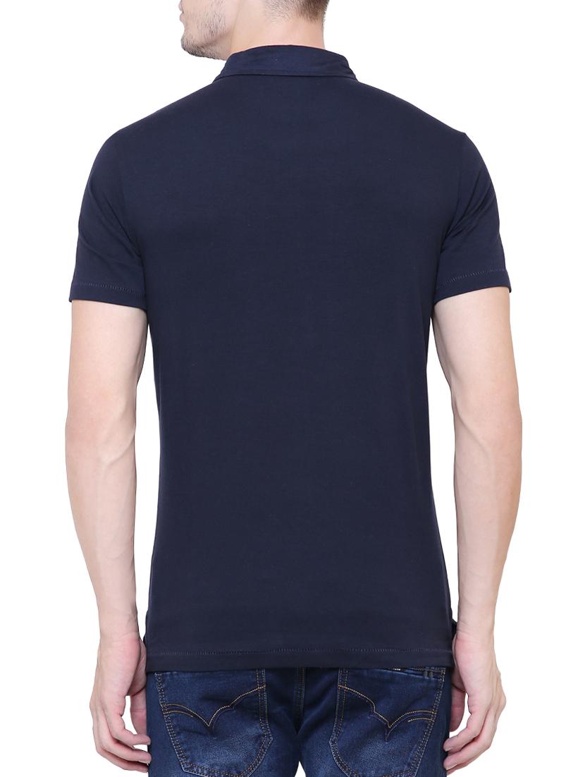 navy blue cotton polo t-shirt - 15227706 - Zoom Image - 3