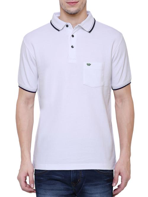 white cotton polo t-shirt - 15227748 - Standard Image - 1