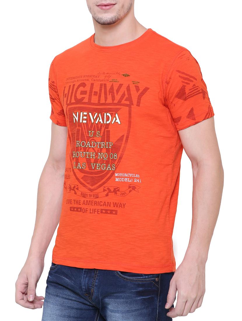 orange cotton front print t-shirt - 15227774 - Zoom Image - 2