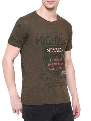 brown cotton front print t-shirt - 15227775 - Standard Image - 2