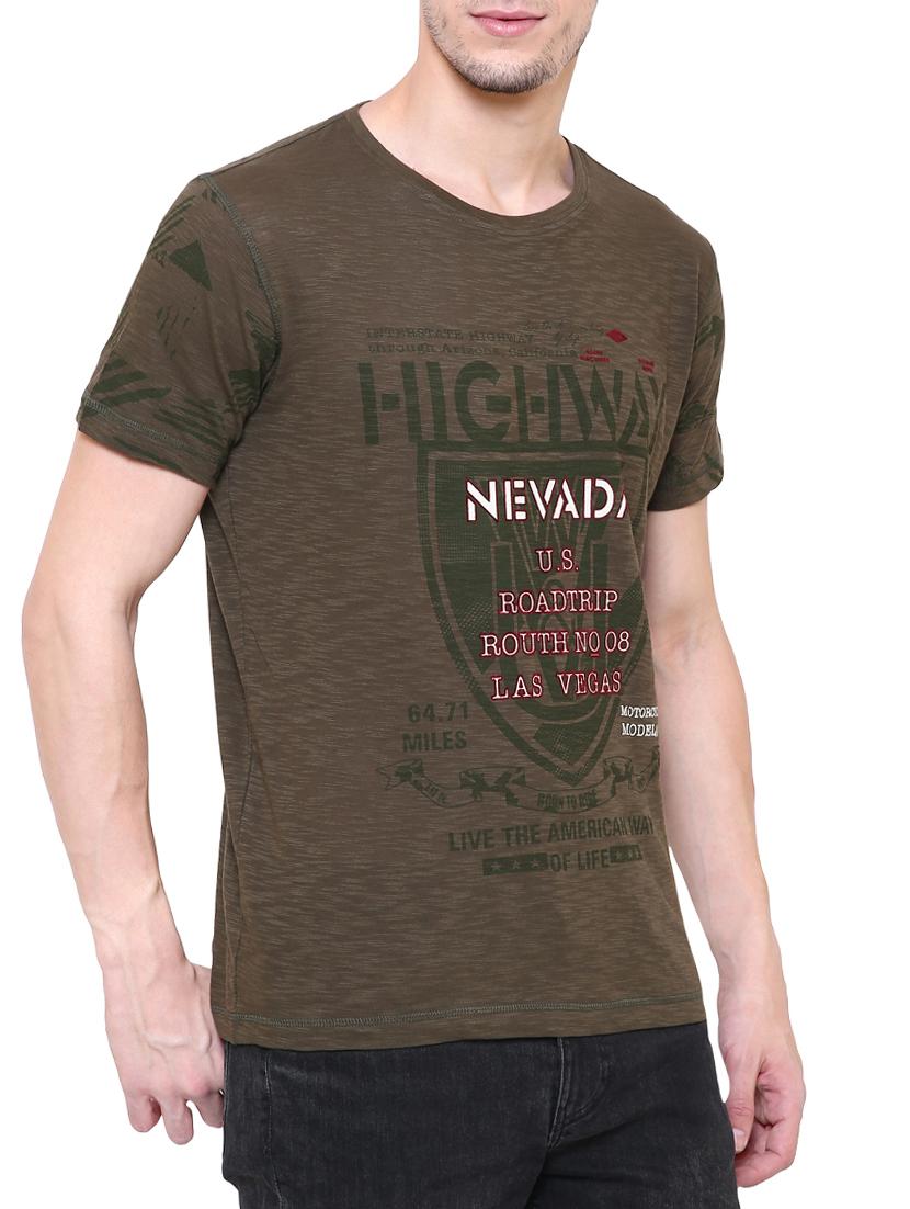 brown cotton front print t-shirt - 15227775 - Zoom Image - 2