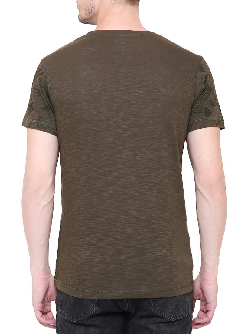 brown cotton front print t-shirt - 15227775 - Zoom Image - 3
