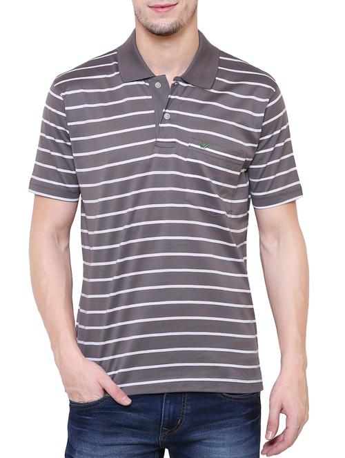 grey cotton polo t-shirt - 15227819 - Standard Image - 1