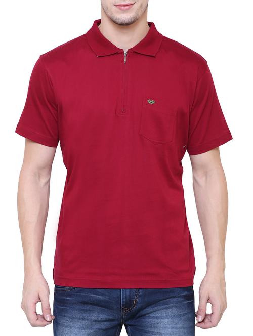 red cotton polo t-shirt - 15227833 - Standard Image - 1