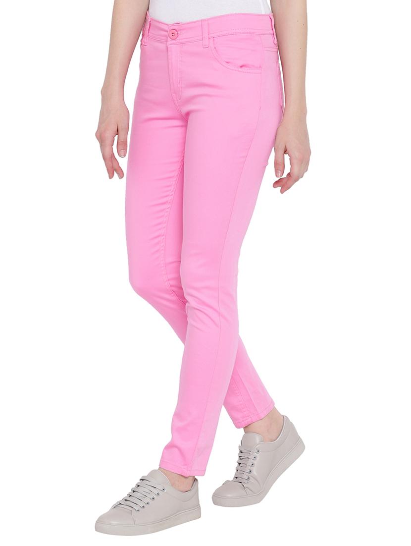 pink solid cotton chinos trouser - 15228075 - Zoom Image - 2
