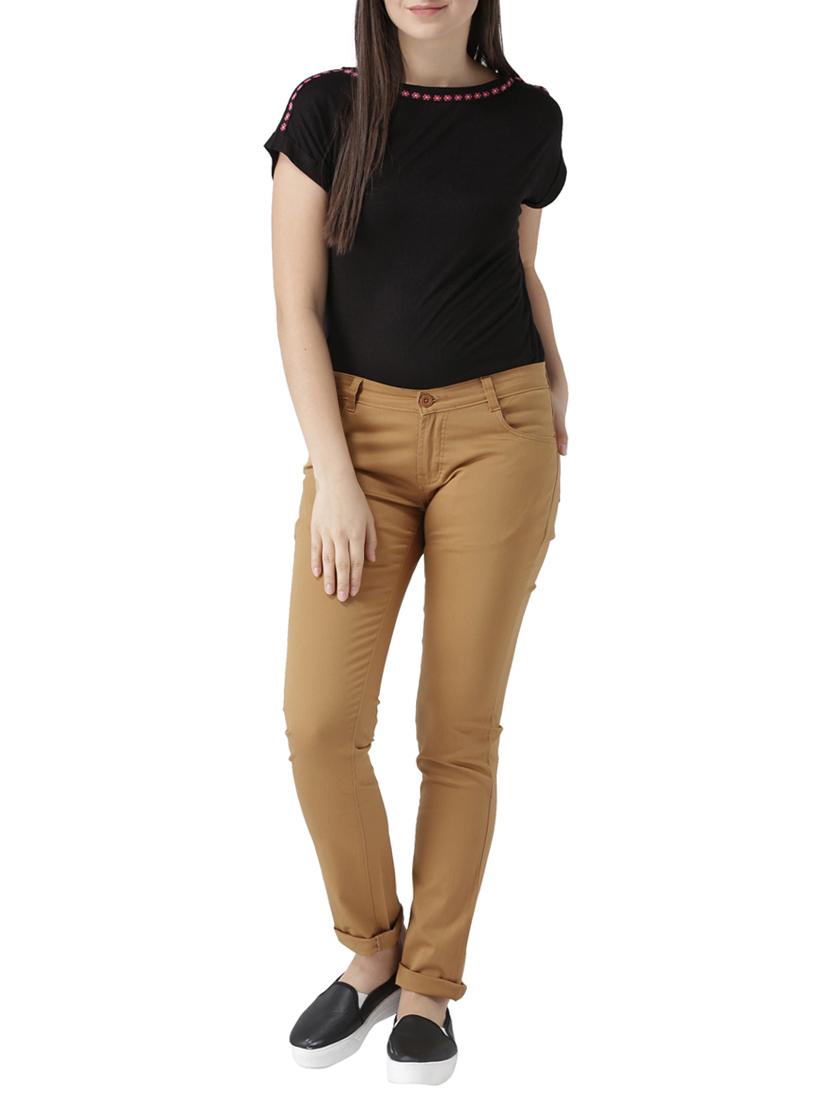 brown solid cotton chinos trouser - 15228079 - Zoom Image - 4