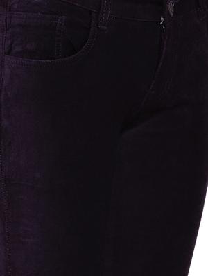 purple solid cotton flat front trousers - 15228089 - Standard Image - 5