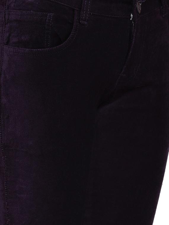 purple solid cotton flat front trousers - 15228089 - Zoom Image - 5