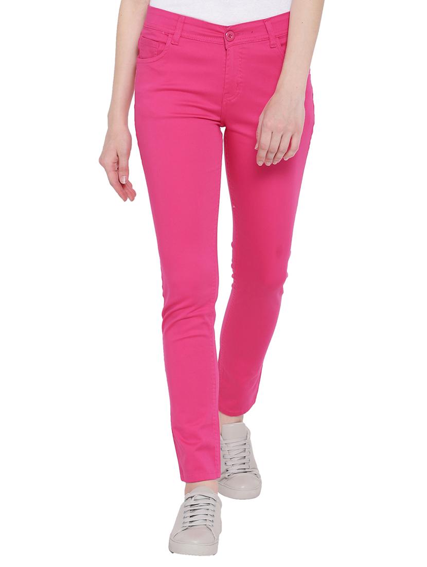 pink solid cotton chinos trouser - 15228112 - Zoom Image - 1
