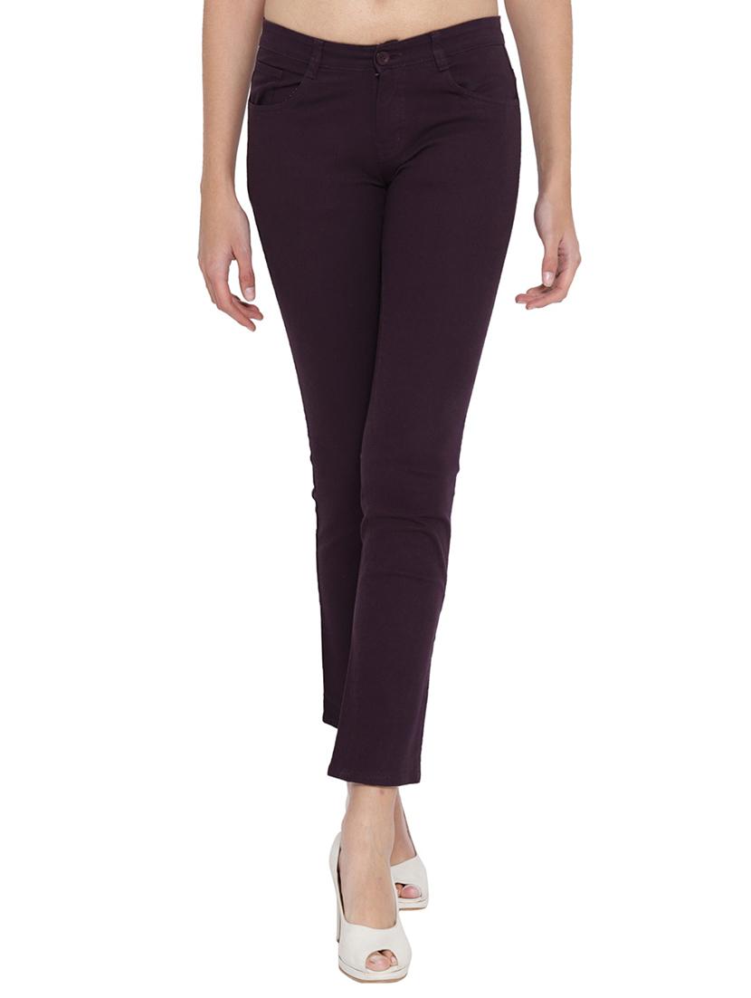 purple solid cotton chinos trouser - 15228113 - Zoom Image - 1