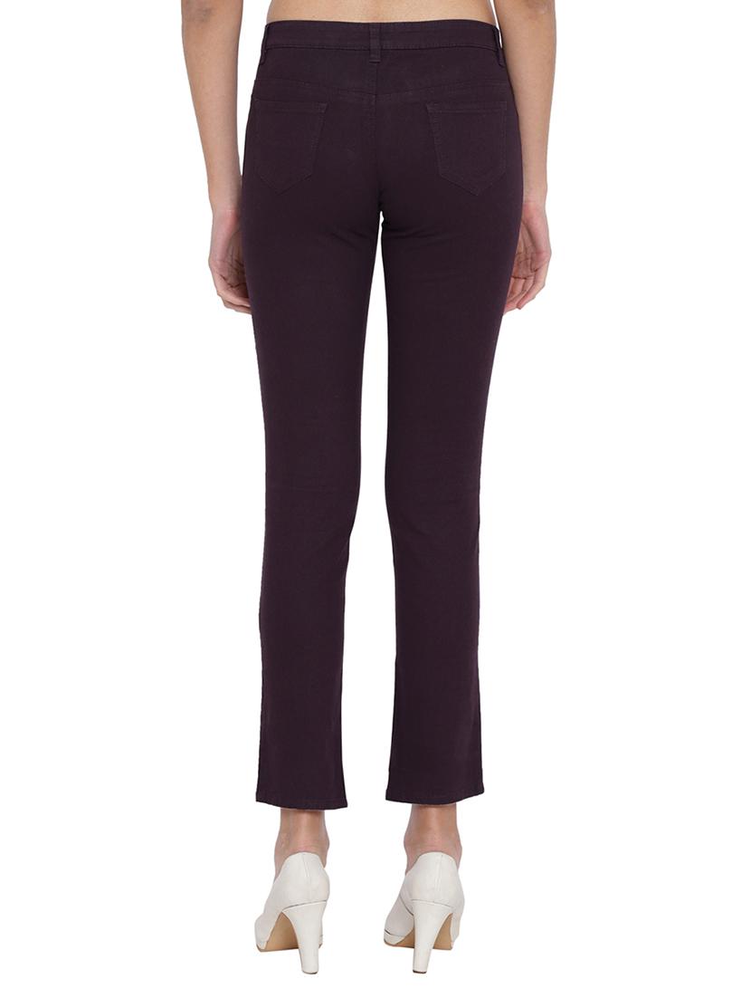 purple solid cotton chinos trouser - 15228113 - Zoom Image - 3