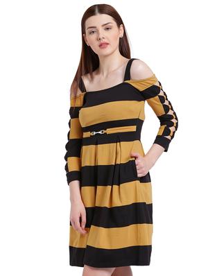 yellow striped fit & flare dress - 15228165 - Standard Image - 2