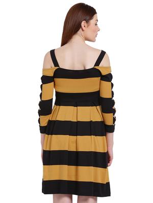 yellow striped fit & flare dress - 15228165 - Standard Image - 3