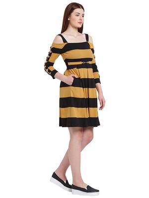 yellow striped fit & flare dress - 15228165 - Standard Image - 4