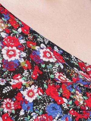 red printed modal layered dress - 15228169 - Standard Image - 5