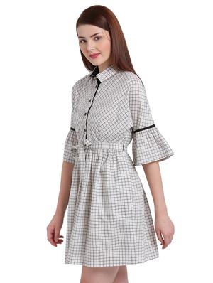 white cotton belted dress - 15228171 - Standard Image - 2