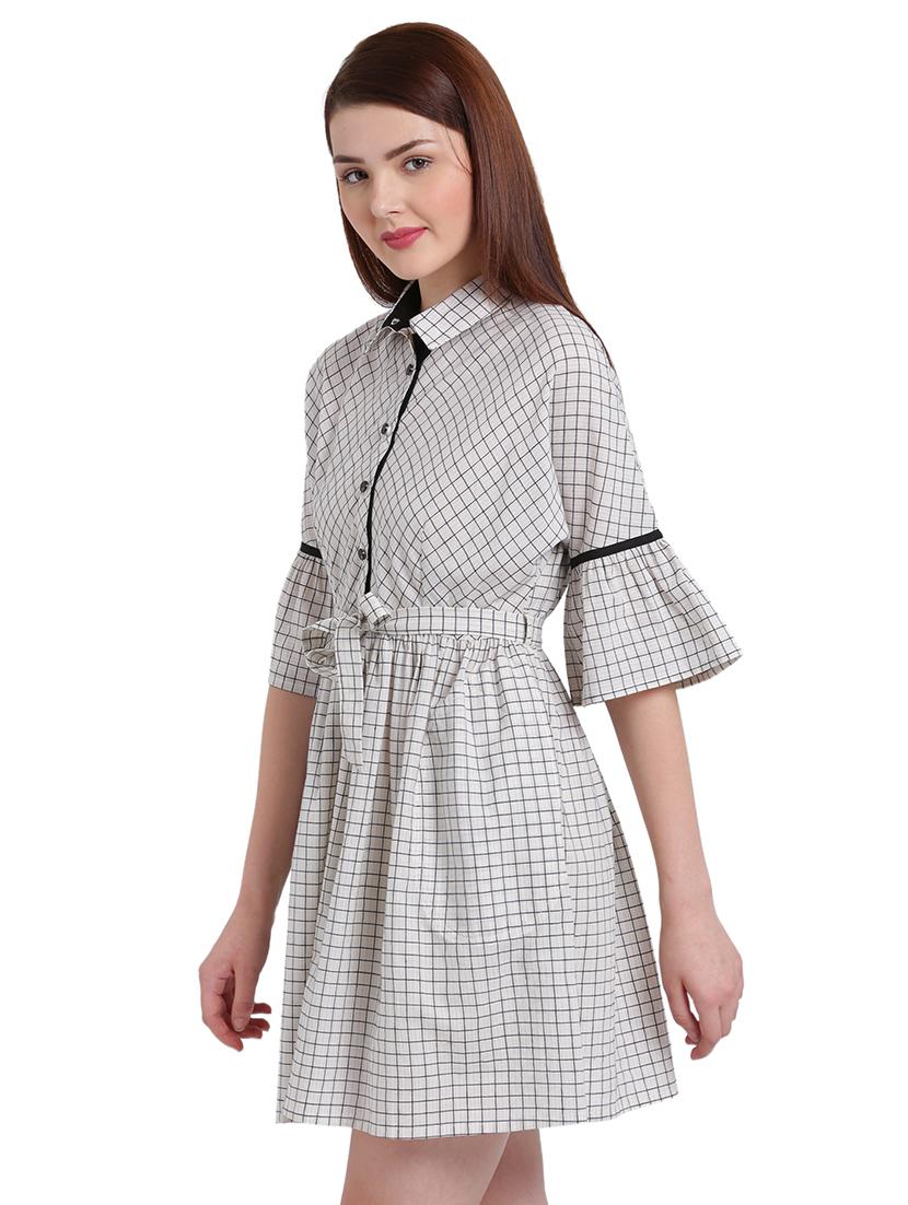 white cotton belted dress - 15228171 - Zoom Image - 2