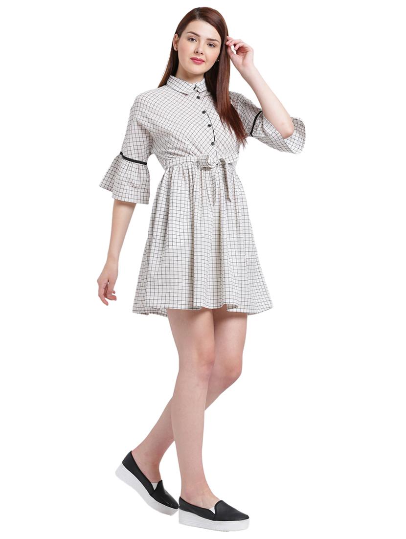 white cotton belted dress - 15228171 - Zoom Image - 4