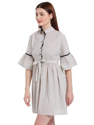 white cotton belted dress - 15228172 - Standard Image - 2