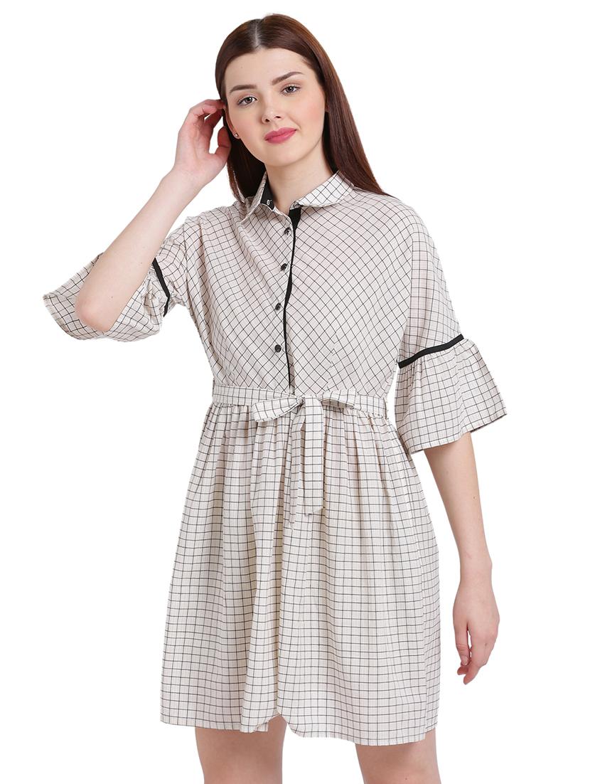 white cotton belted dress - 15228172 - Zoom Image - 1