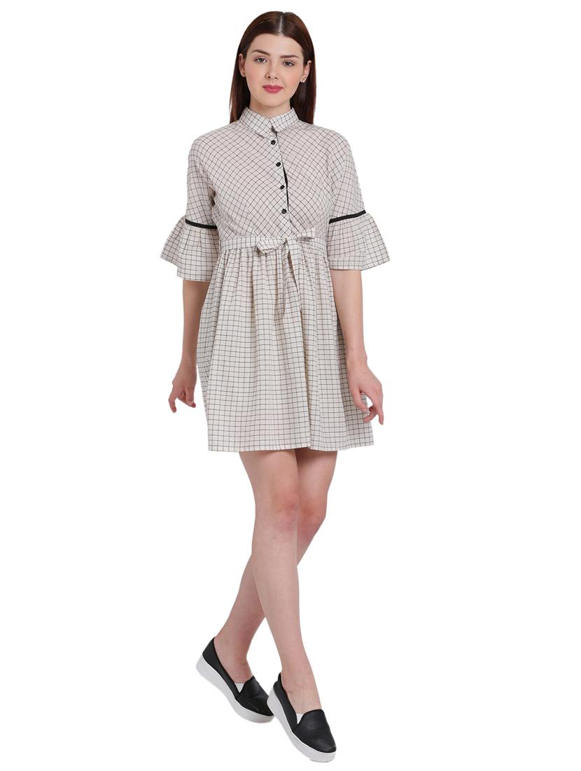 white cotton belted dress - 15228172 - Zoom Image - 4