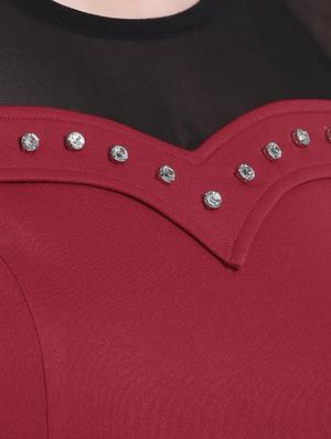 maroon solid a-line dress - 15228176 - Standard Image - 5