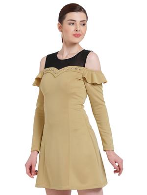 solid beige a-line dress - 15228177 - Standard Image - 2