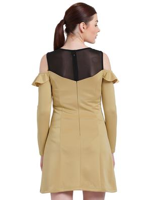 solid beige a-line dress - 15228177 - Standard Image - 3