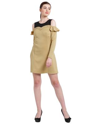 solid beige a-line dress - 15228177 - Standard Image - 4