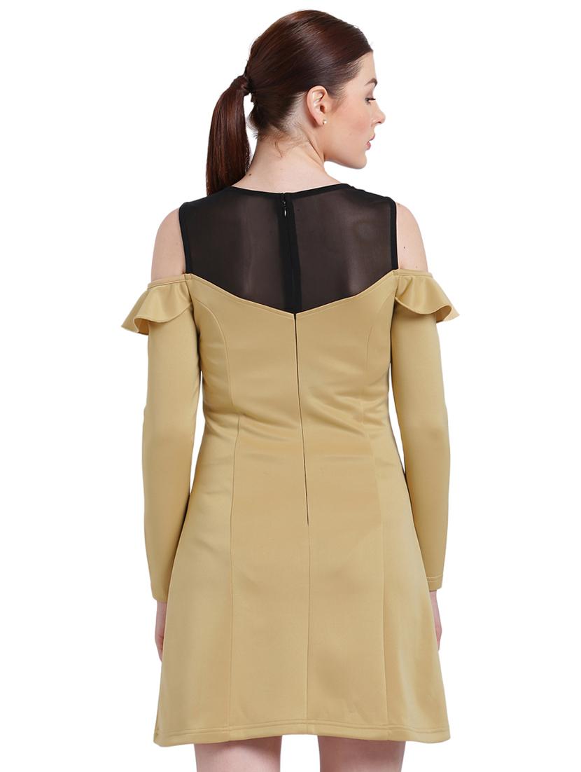 solid beige a-line dress - 15228177 - Zoom Image - 3