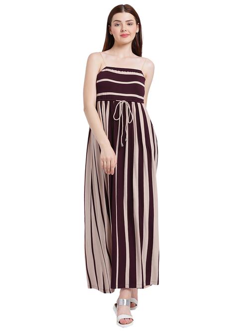 maroon striped viscose maxi dress - 15228178 - Standard Image - 1
