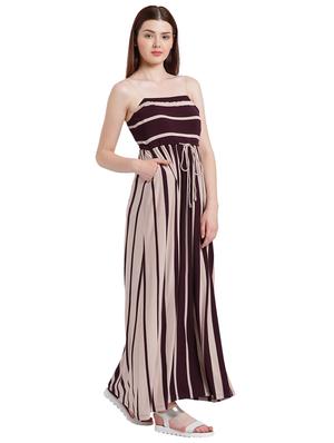 maroon striped viscose maxi dress - 15228178 - Standard Image - 2