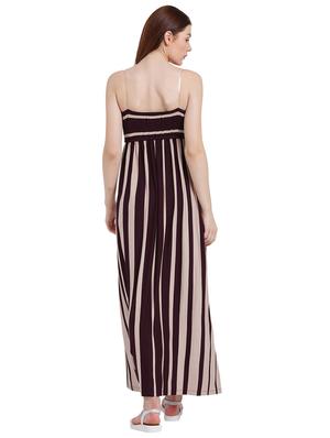 maroon striped viscose maxi dress - 15228178 - Standard Image - 3