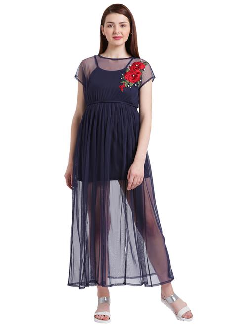 tie knot back floral embroidered maxi dress - 15228181 - Standard Image - 1