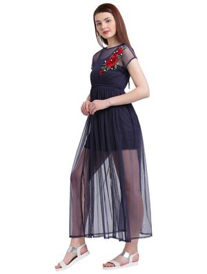 tie knot back floral embroidered maxi dress - 15228181 - Standard Image - 2