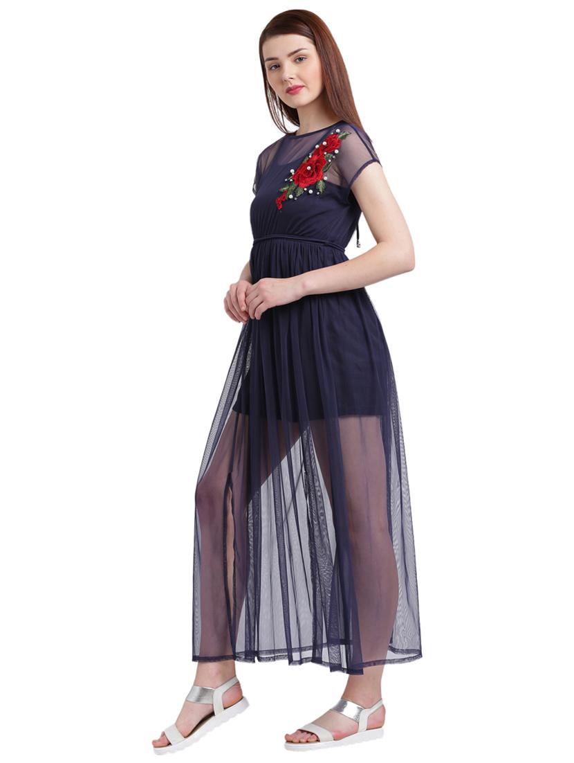 tie knot back floral embroidered maxi dress - 15228181 - Zoom Image - 2