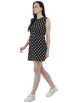 black polka doted blouson dress - 15228526 - Standard Image - 2