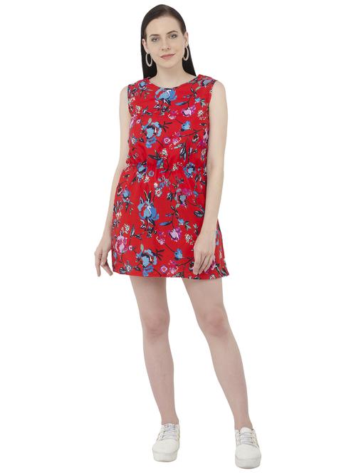 red printed blouson dress - 15228527 - Standard Image - 1