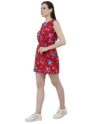 red printed blouson dress - 15228527 - Standard Image - 2