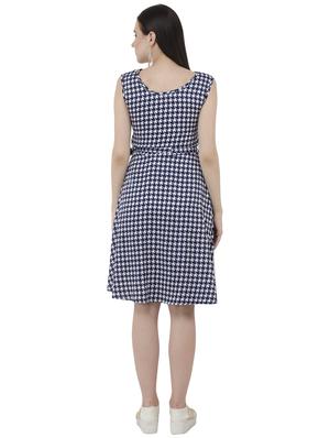 navy blue printed belted dress - 15228532 - Standard Image - 3